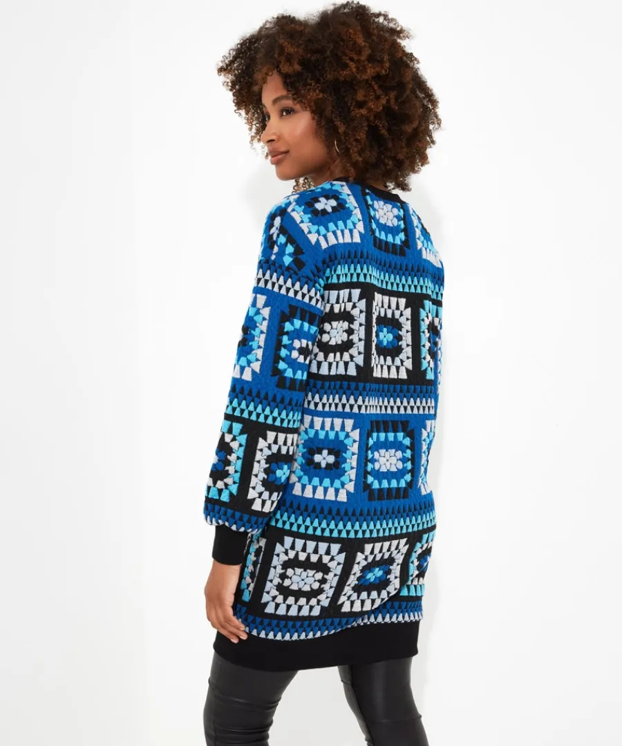 crochet_effect_sweat_tunic_dress_3.webp Joe Browns Tops& Tunics & Shirts<Crochet Effect Sweat Tunic Dress