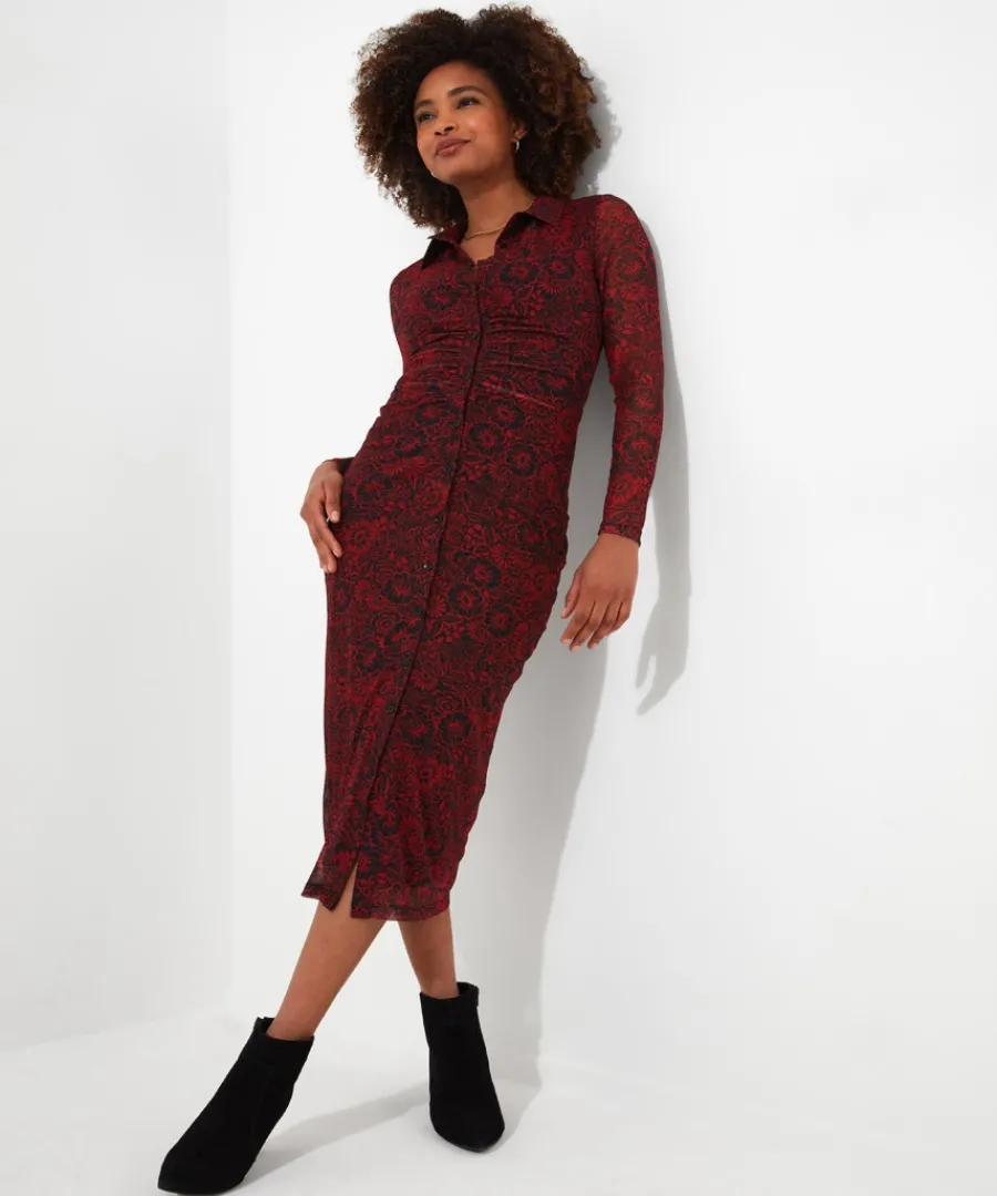 Joe Browns Dresses<Ruched Front Button Through Mesh Dress