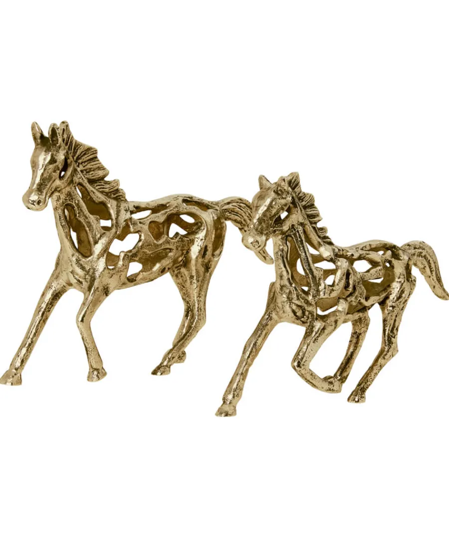 Joe Browns Home Accessories<Set Of 2 Cast Iron Antique Gold Horse Statues