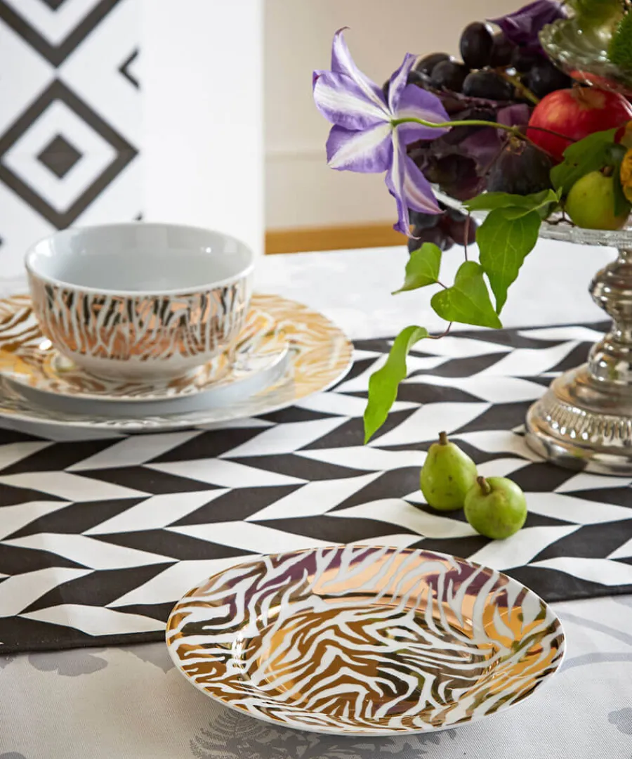 Joe Browns Nature Decor<Set Of 4 Gold Metallic Zebra Side Plates